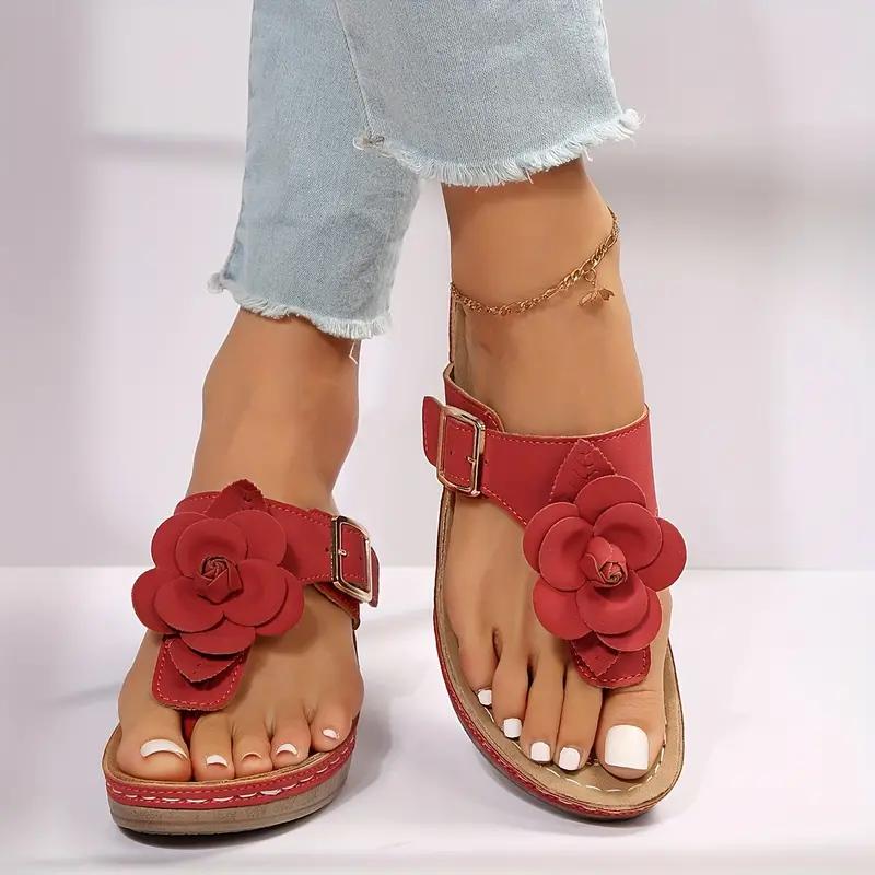 Flower Decor Thong Sandals