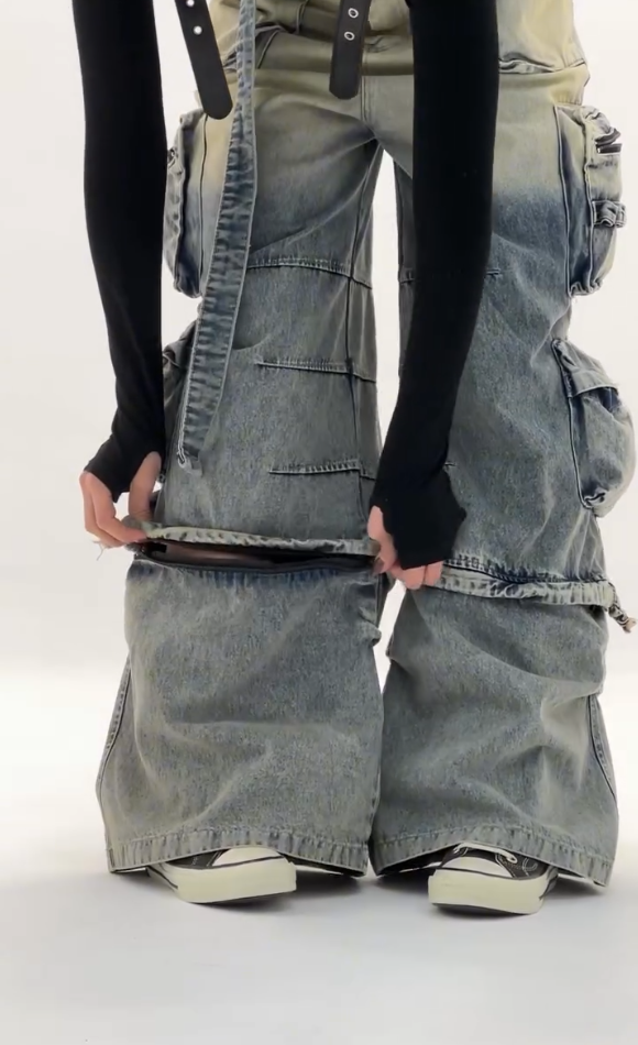 Detachable Retro Trend Casual Pocket Jeans