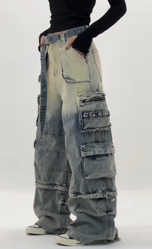 Detachable Retro Trend Casual Pocket Jeans