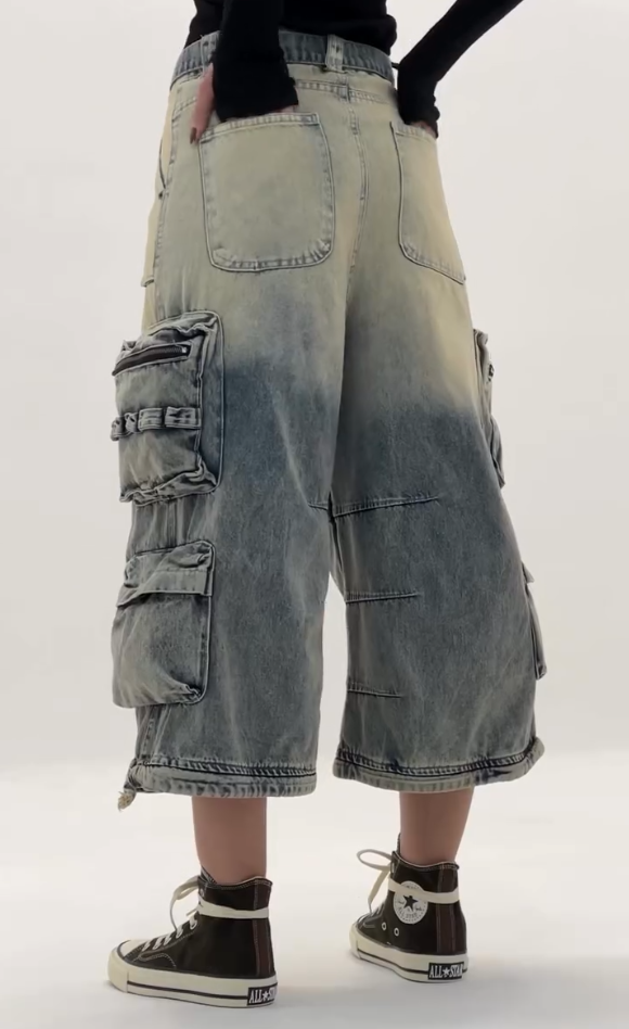 Detachable Retro Trend Casual Pocket Jeans