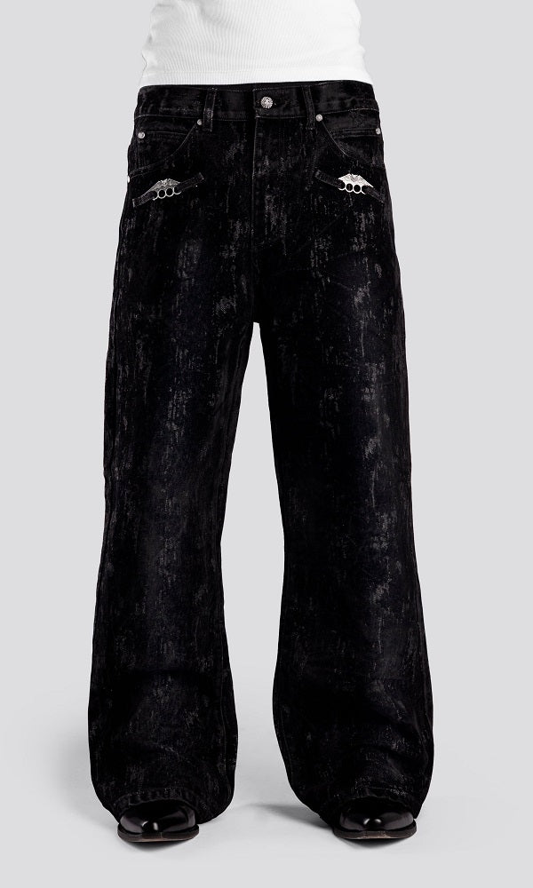 Chic Flocked Flared Jeans