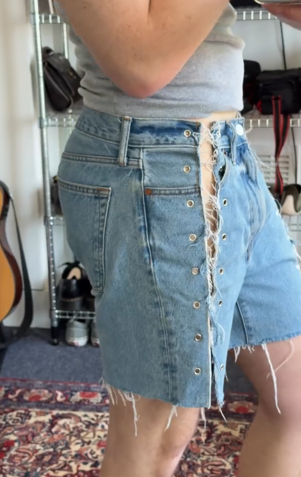 Men's Side Cutout Denim Shorts