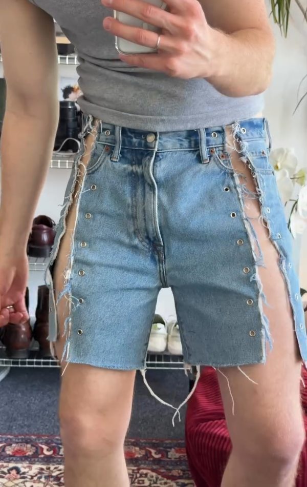 Men's Side Cutout Denim Shorts