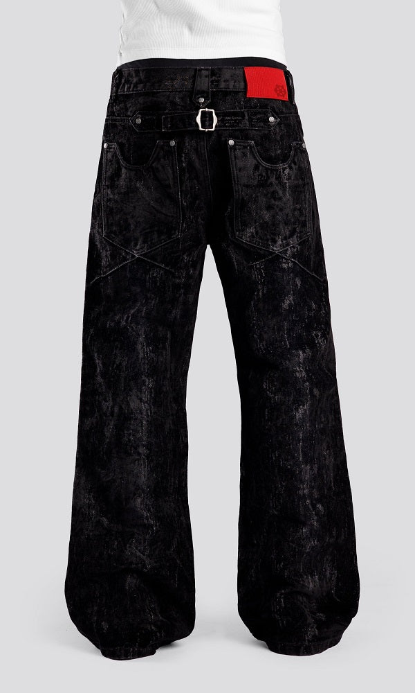 Chic Flocked Flared Jeans
