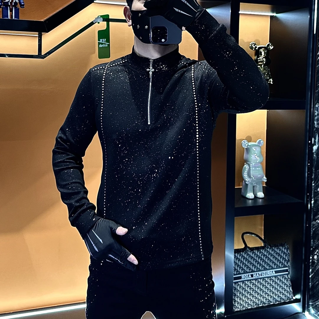 Sparkling Sequined Embroidered Zip-up Top