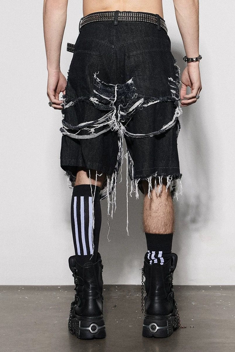 Ripped Jeans Capri Shorts