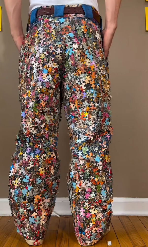 Chic Print Puzzle Jeans