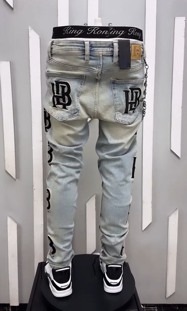 Embroidered Versatile Casual Jeans