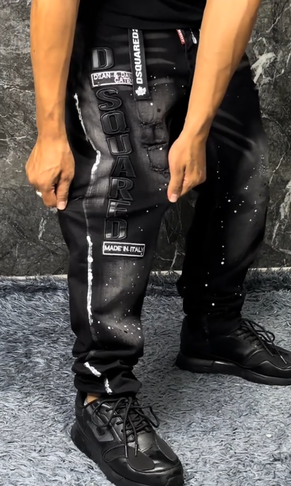 Men's Trendy Ripped Splatter Jeans