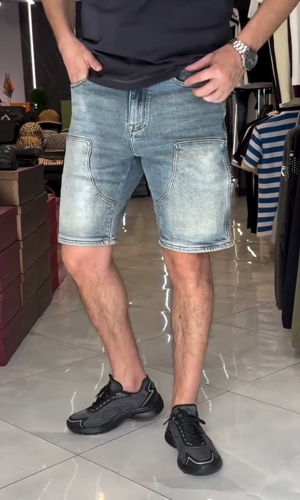 Men's Back Zipper Denim Shorts