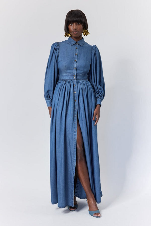 Backless Gathered Shirt Dress