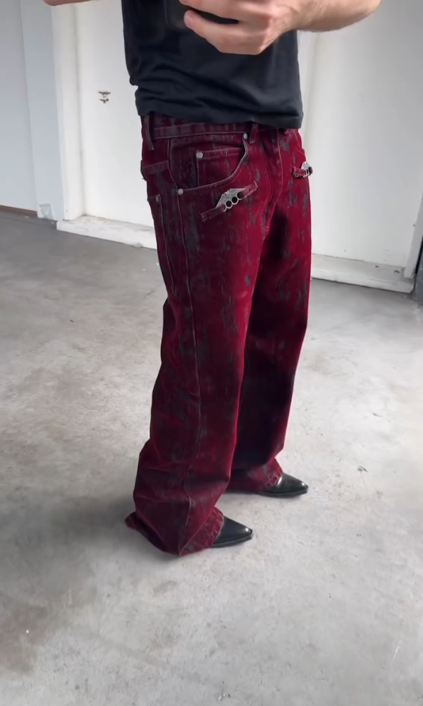 Chic Flocked Flared Jeans