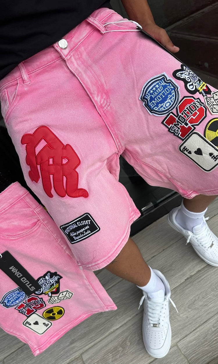 Embroidered Patch Denim Shorts