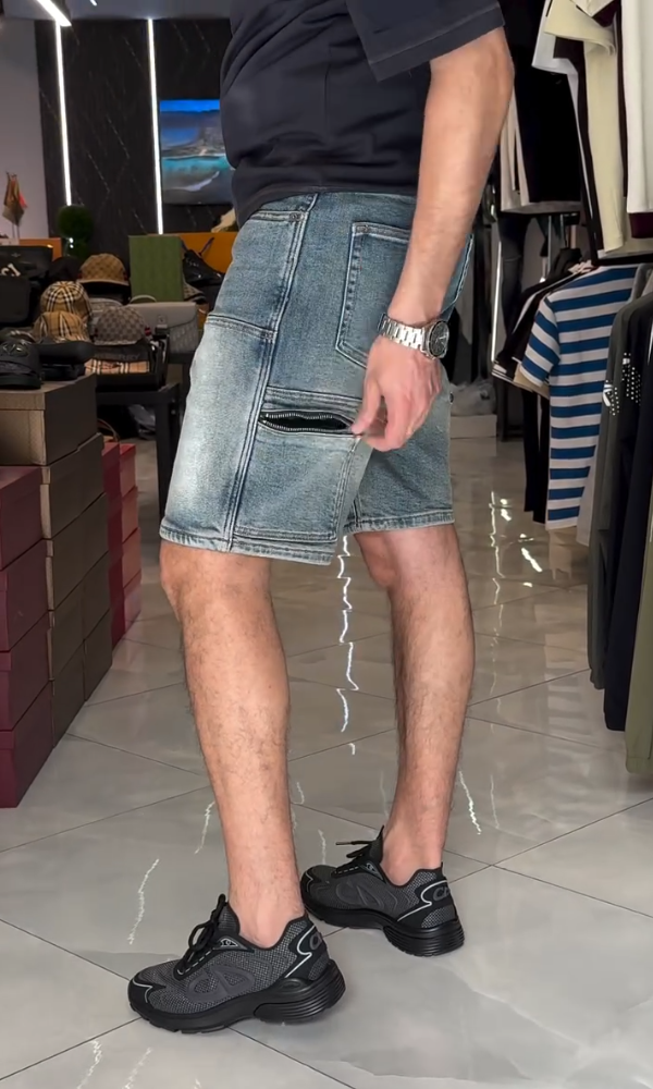 Men's Back Zipper Denim Shorts