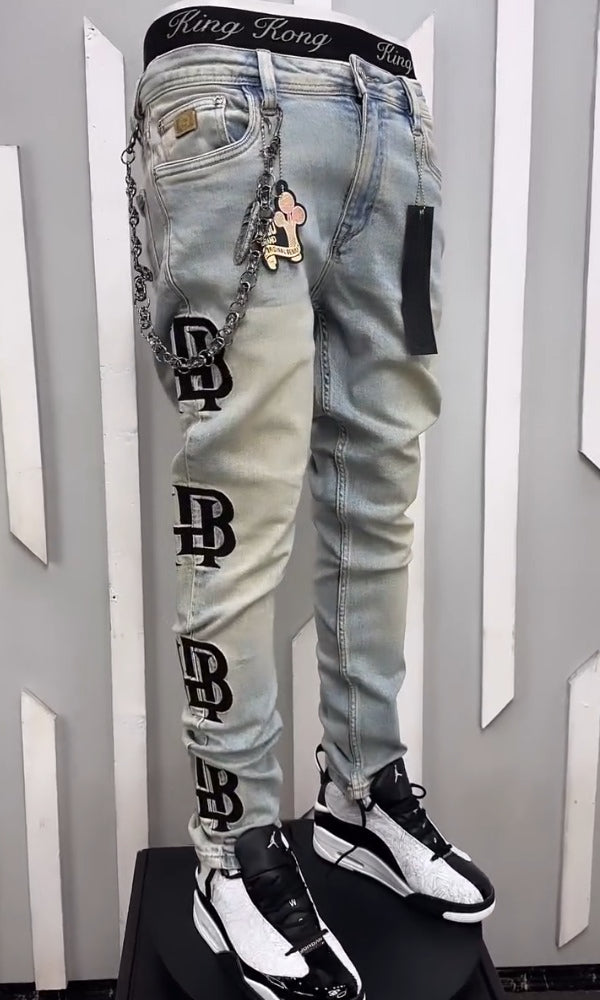 Embroidered Versatile Casual Jeans