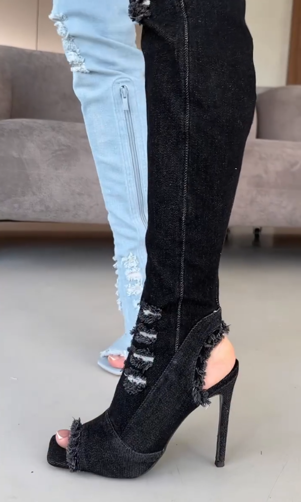 Stylish Women's Denim Over-the-Knee Boots