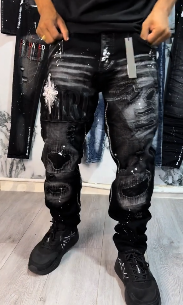 Black Starbust Splatter Jeans