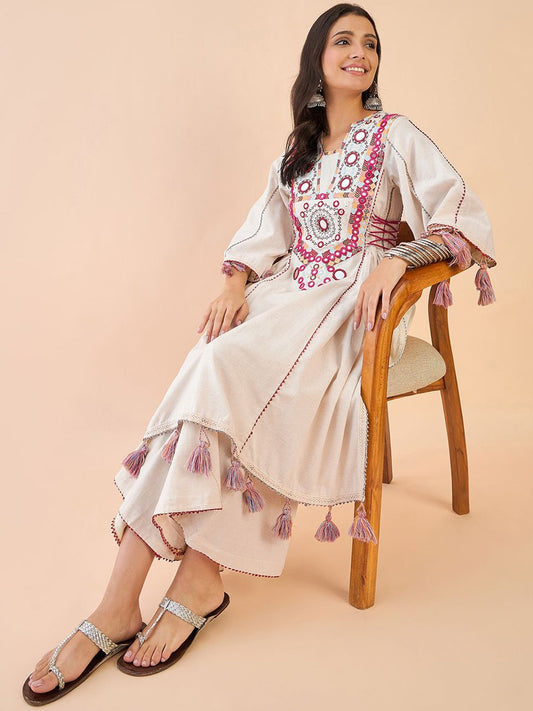 Tassel Ethnic Style Dress & Pants Set
