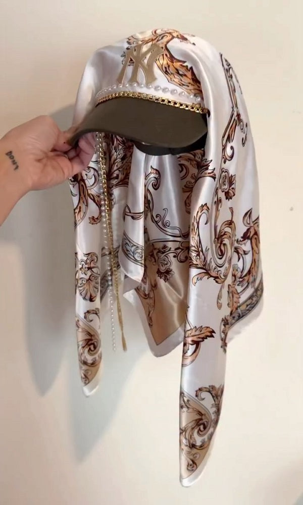 Pearls and Gold Chains Scarf-Hats