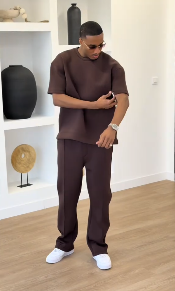 Solid Color Comfortable T-shirt & Trousers Set
