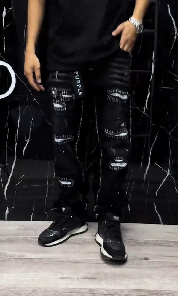 Men's Trendy Distressed & Embroidered Jeans
