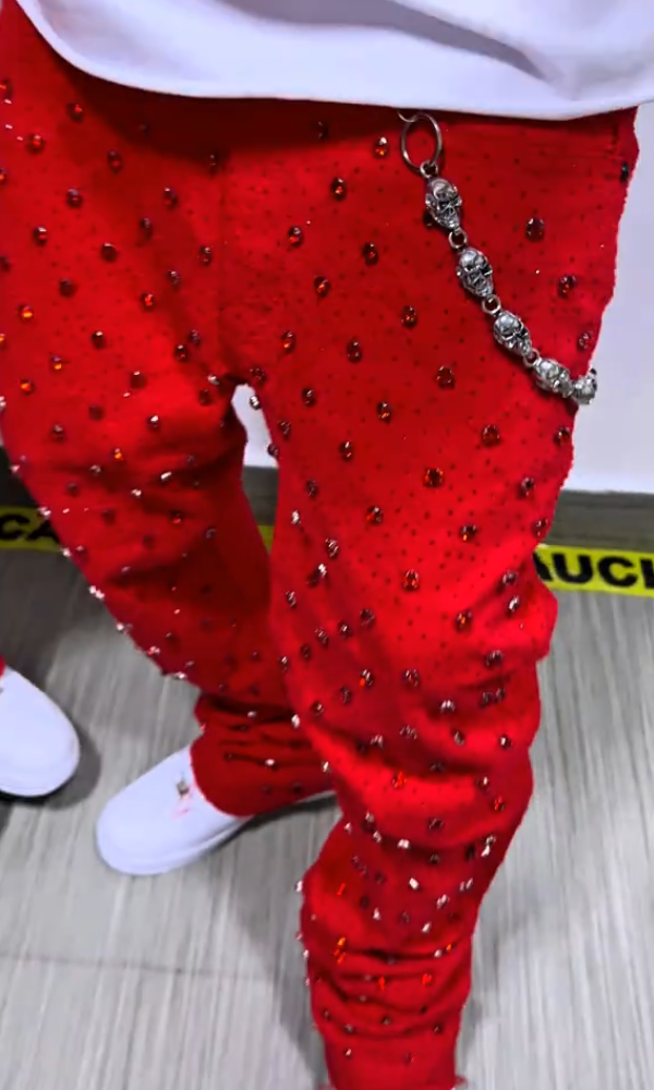 Sparkling Rhinestone Casual Jeans