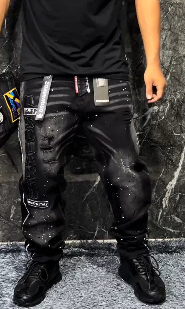 Men's Trendy Ripped Splatter Jeans
