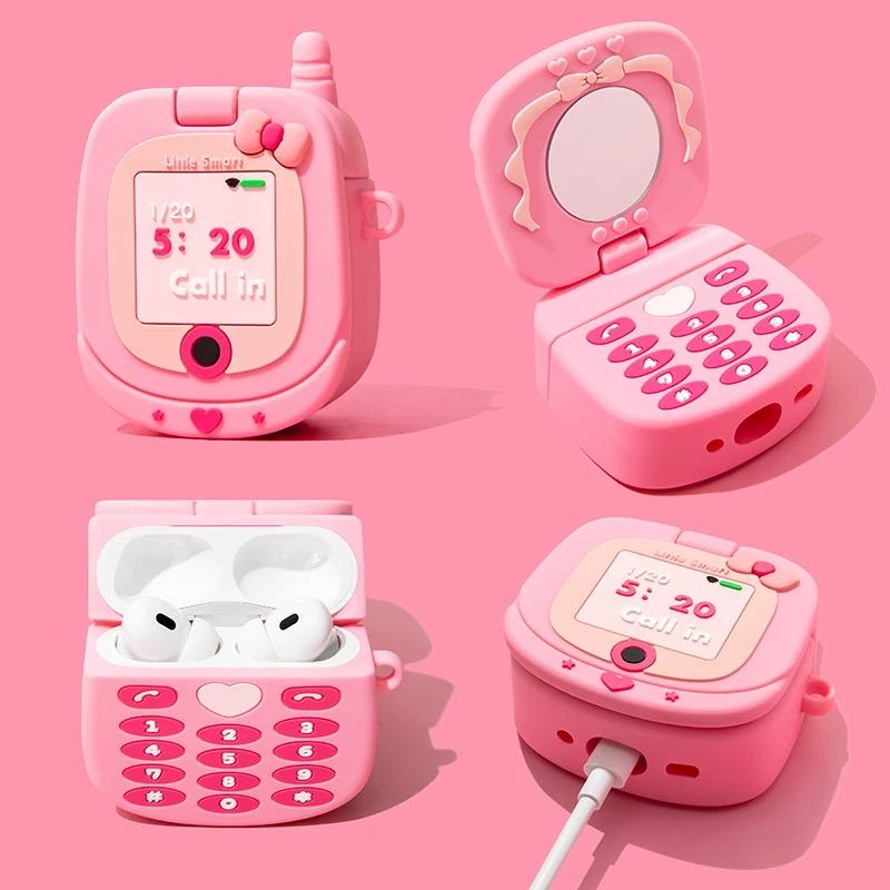 Flip-top Makeup Mirror Apple Earphone Case