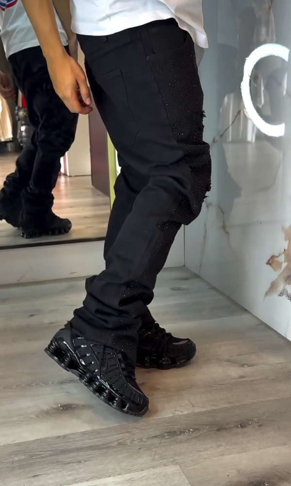 Men's Shinny Ripped Flared Jeans