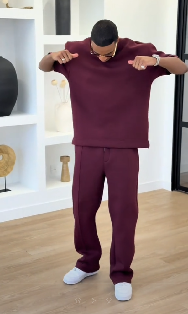 Solid Color Comfortable T-shirt & Trousers Set