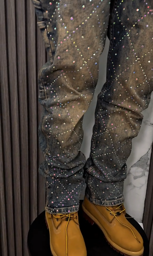Trendy Sparkling Rhinestone Casual Jeans