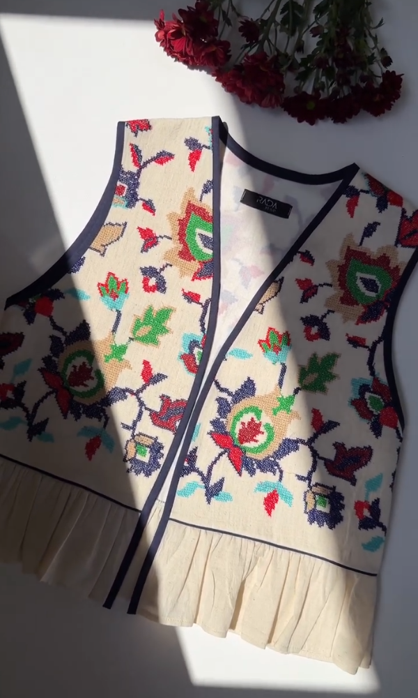 Embroidered Flower Vest