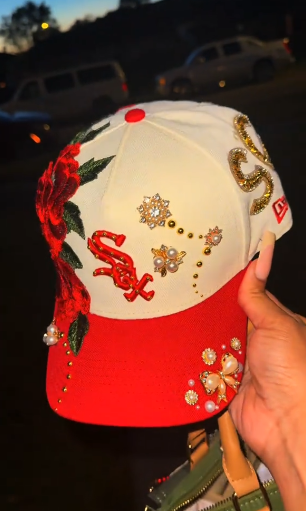 Embroidered Red Rose Diamond Hat