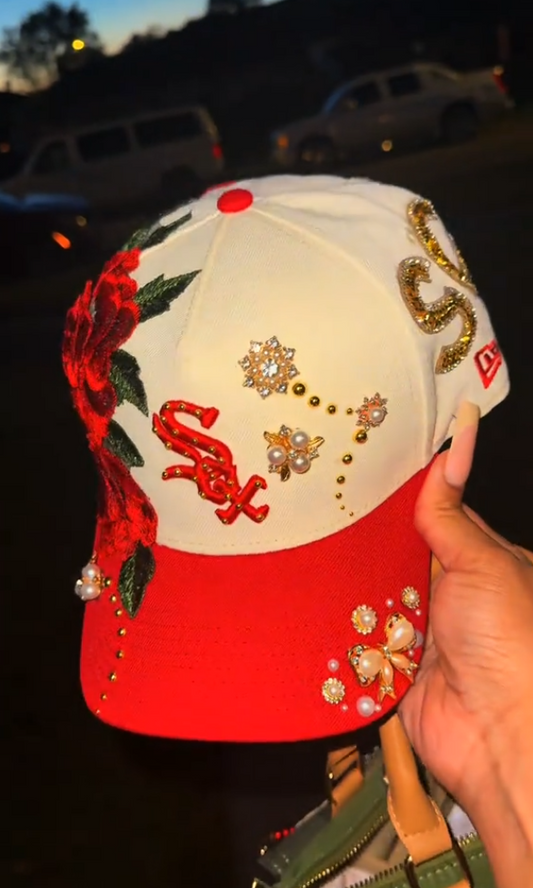 Embroidered Red Rose Diamond Hat