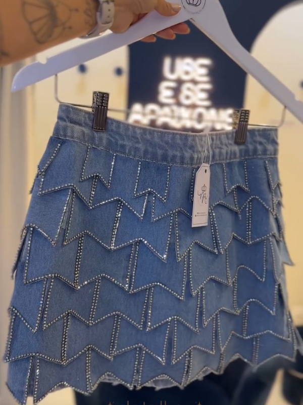Chic Jewel Denim Skirt