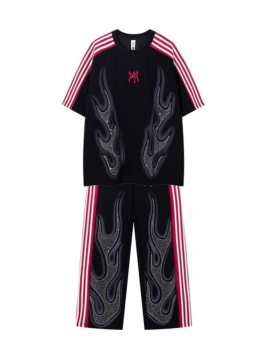 Couples' Flame Diamond T-shirt & Trousers Set