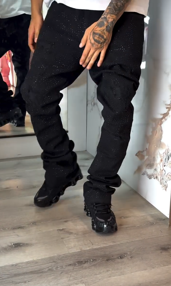 Men's Shinny Ripped Flared Jeans