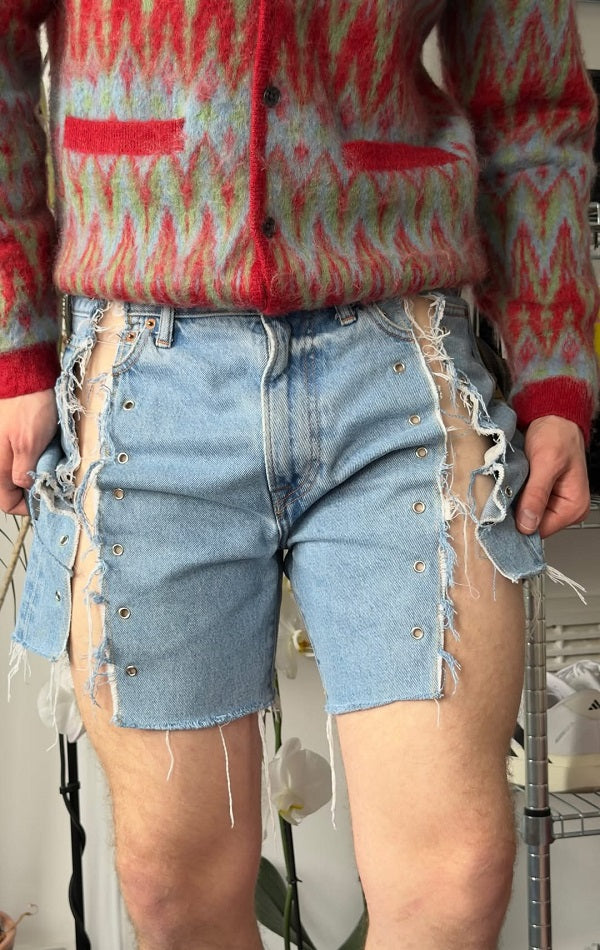 Men's Side Cutout Denim Shorts