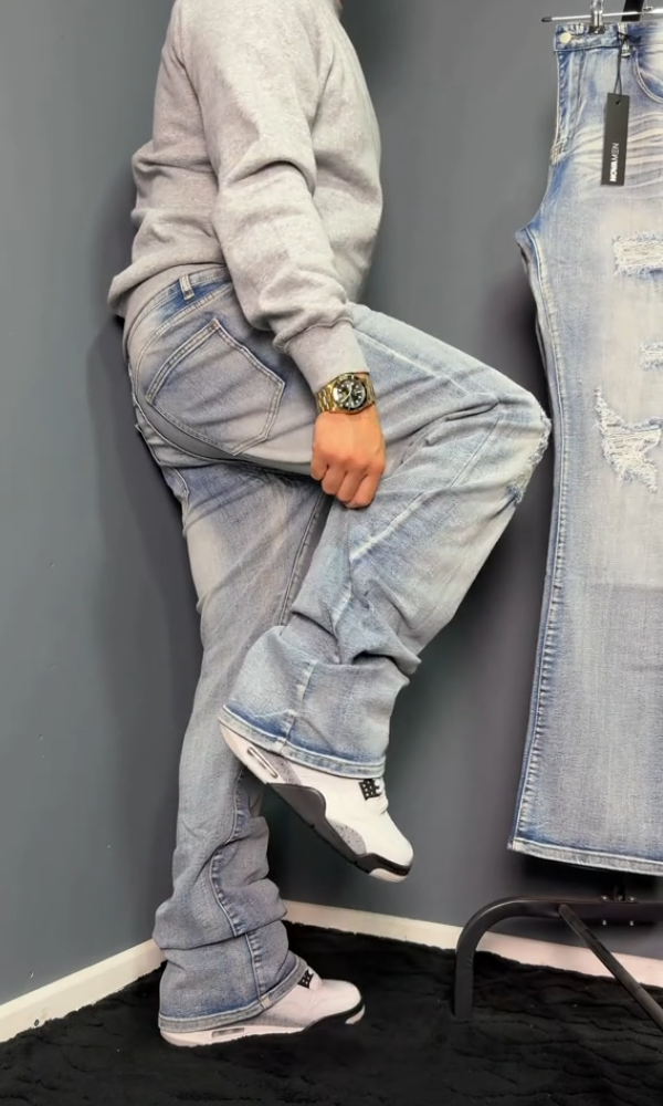 Men's Casual Ripped Flared Jeans