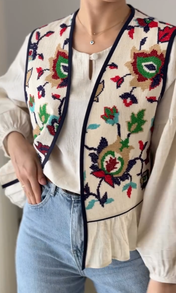 Embroidered Flower Vest