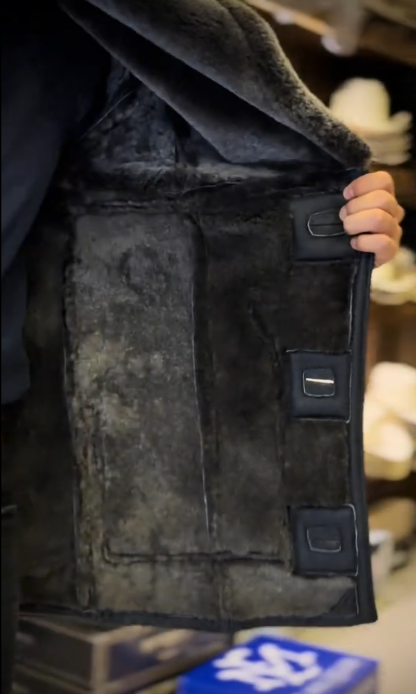 Men's Wool Faux Fur Button Coat