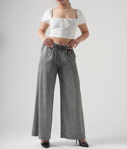 Elastic Loose Shiny Jeans