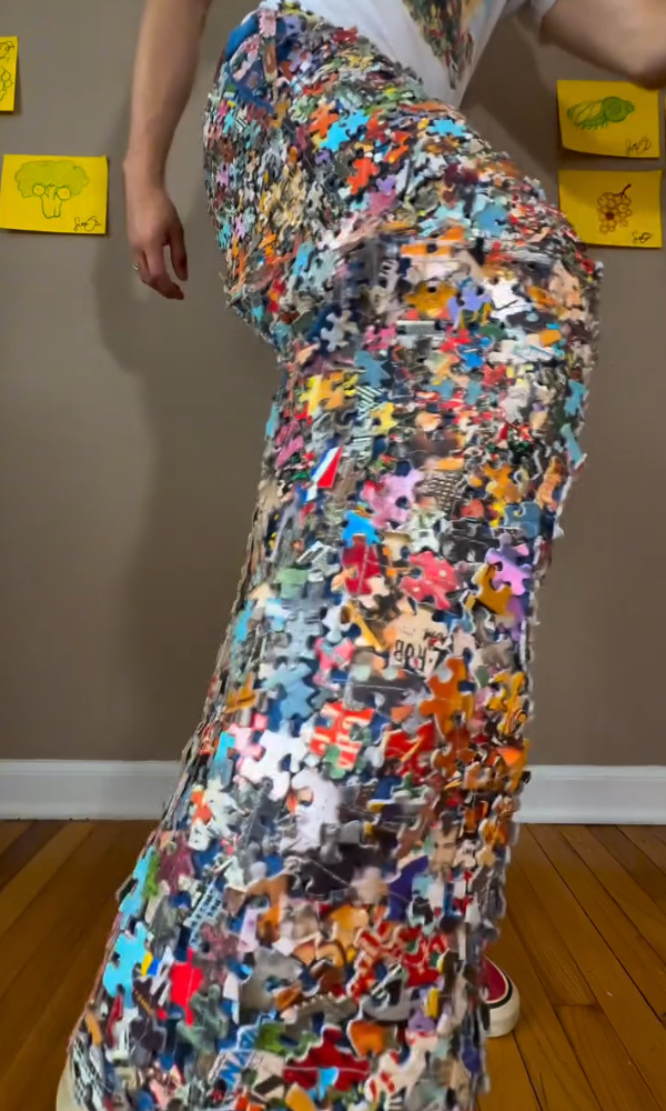 Chic Print Puzzle Jeans