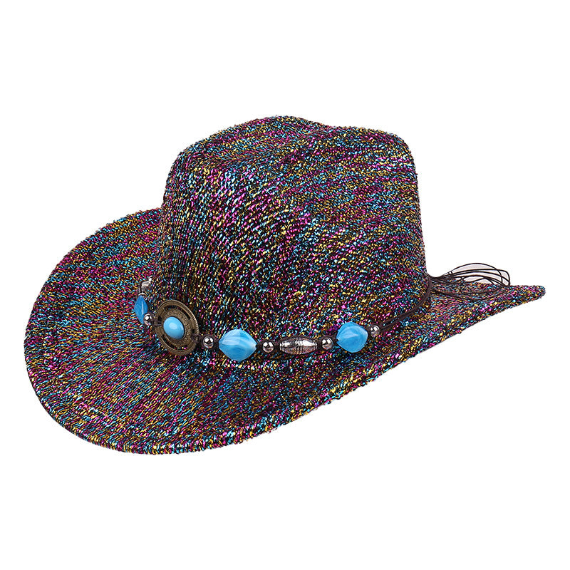 Chic Gemstone Necklace Cowboy Hat
