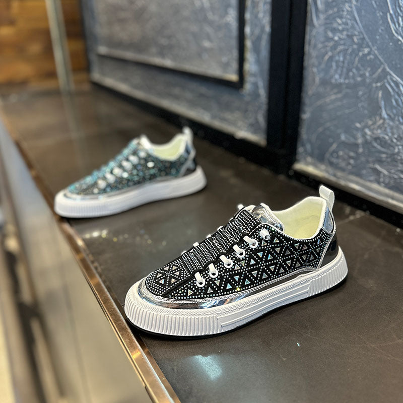 Couple's Rhinestone Glossy Casual Shoes