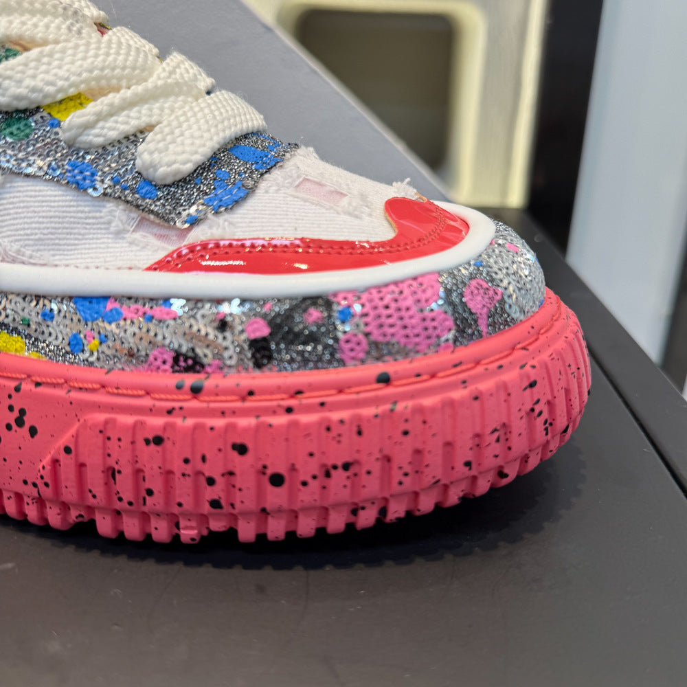Thick-soled Printed Casual Shoes