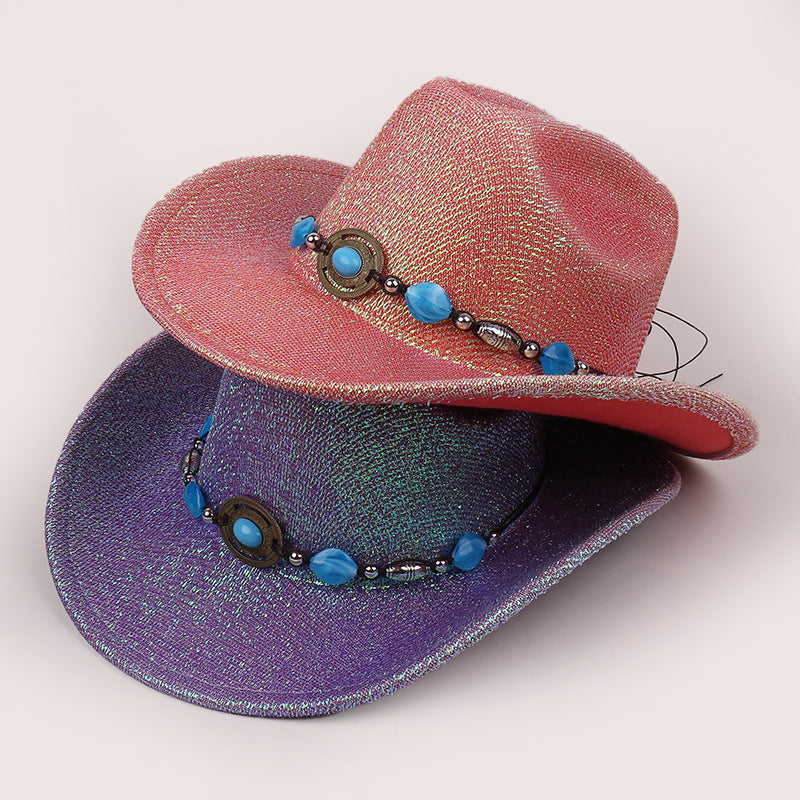 Chic Gemstone Necklace Cowboy Hat