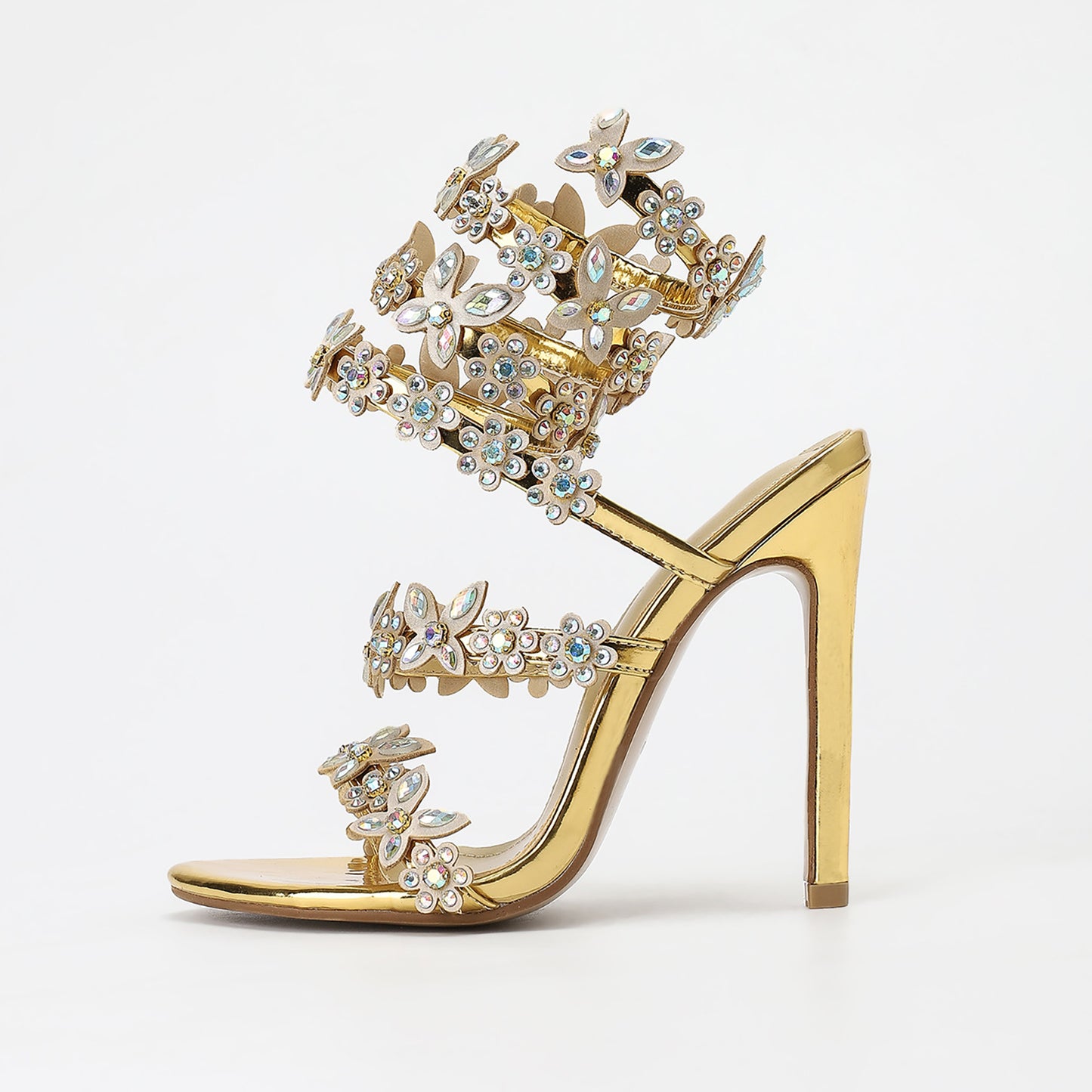 Chic Flower Rhinestone High Heels