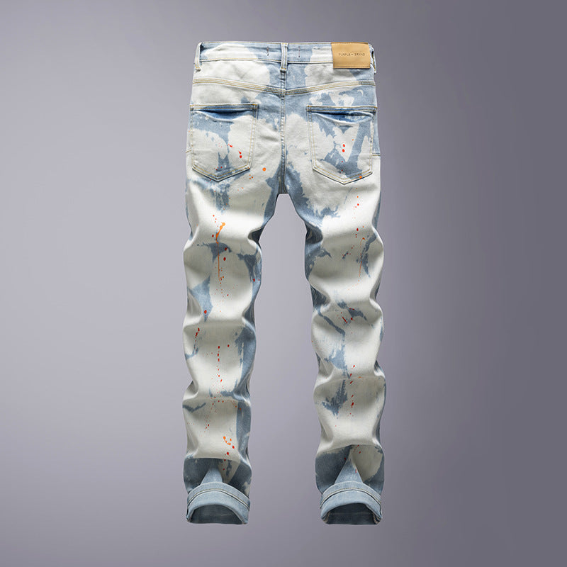 Retro Splatter Paint Distressed Casual Jeans