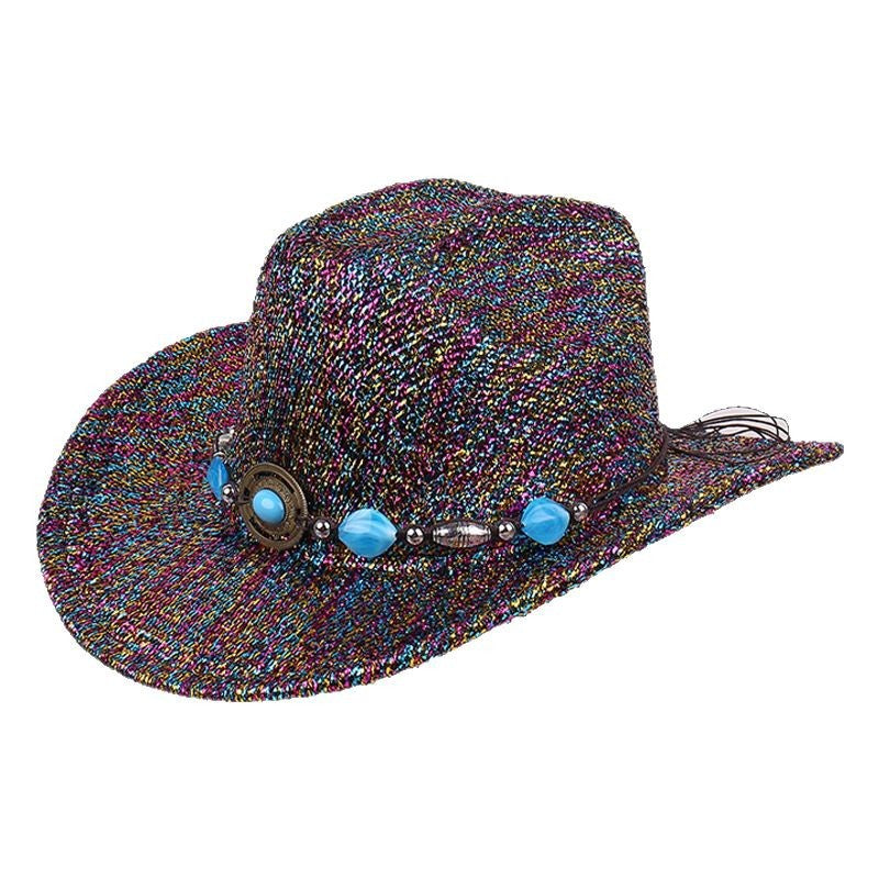 Chic Gemstone Necklace Cowboy Hat